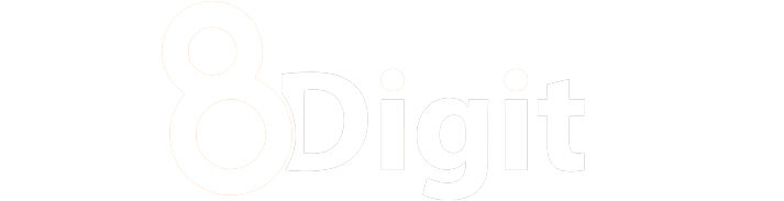 Eight digit digital marketing white logo